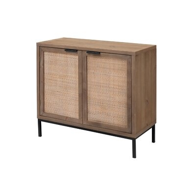 2 Door Accent Cabinet With Woven Rattan Front, Brown - Image 0