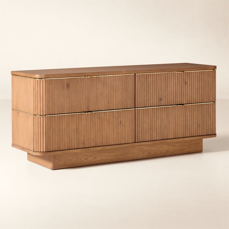 Davison 69" Fluted Oak 4-Drawer Dresser - Image 6