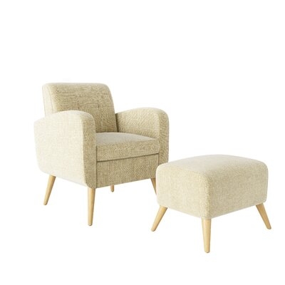 Myrna 28" Wide Tufted Armchair and Ottoman - Image 0
