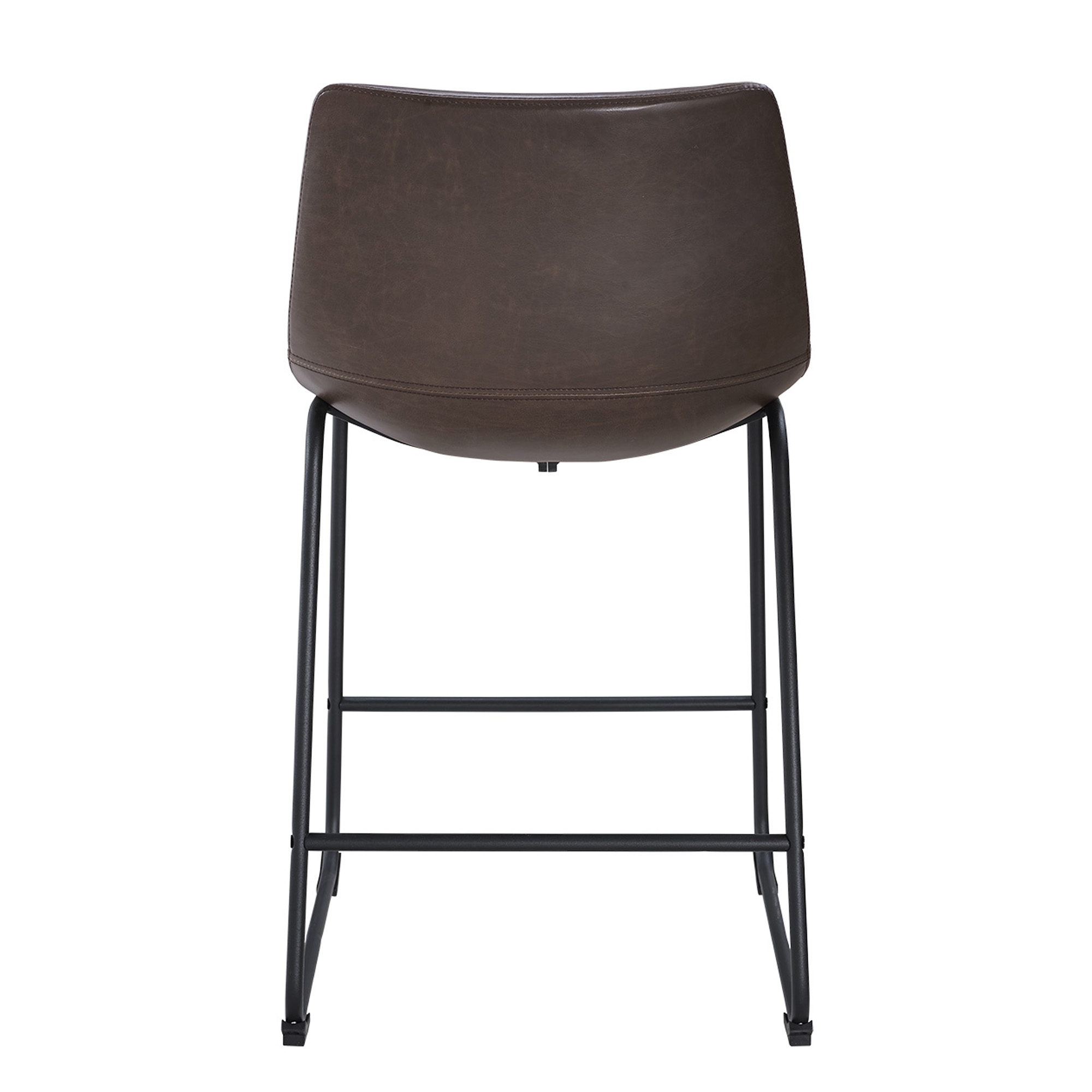 24" Industrial Faux Leather Counter Stools, Set of 2 - Brown - Image 2