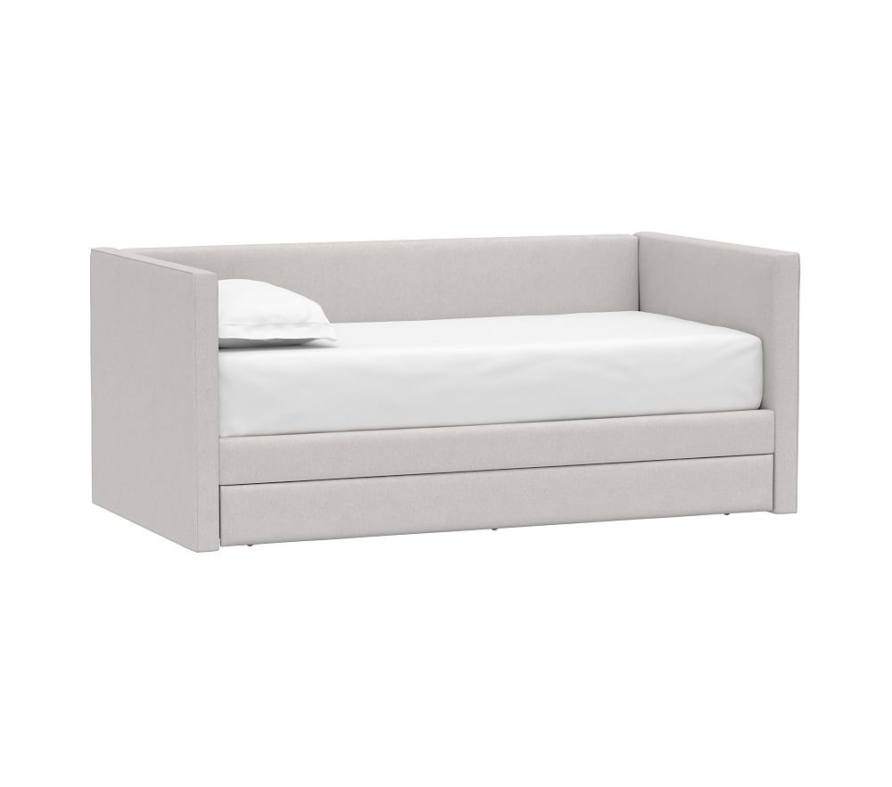 Carter Square Daybed Bed w/ Trundle, Twin, Brushed Chenille, Dove - Image 0