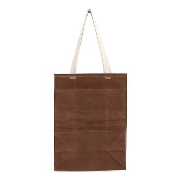 Grocery Tote, Waxed Canvas, Brown - Image 0