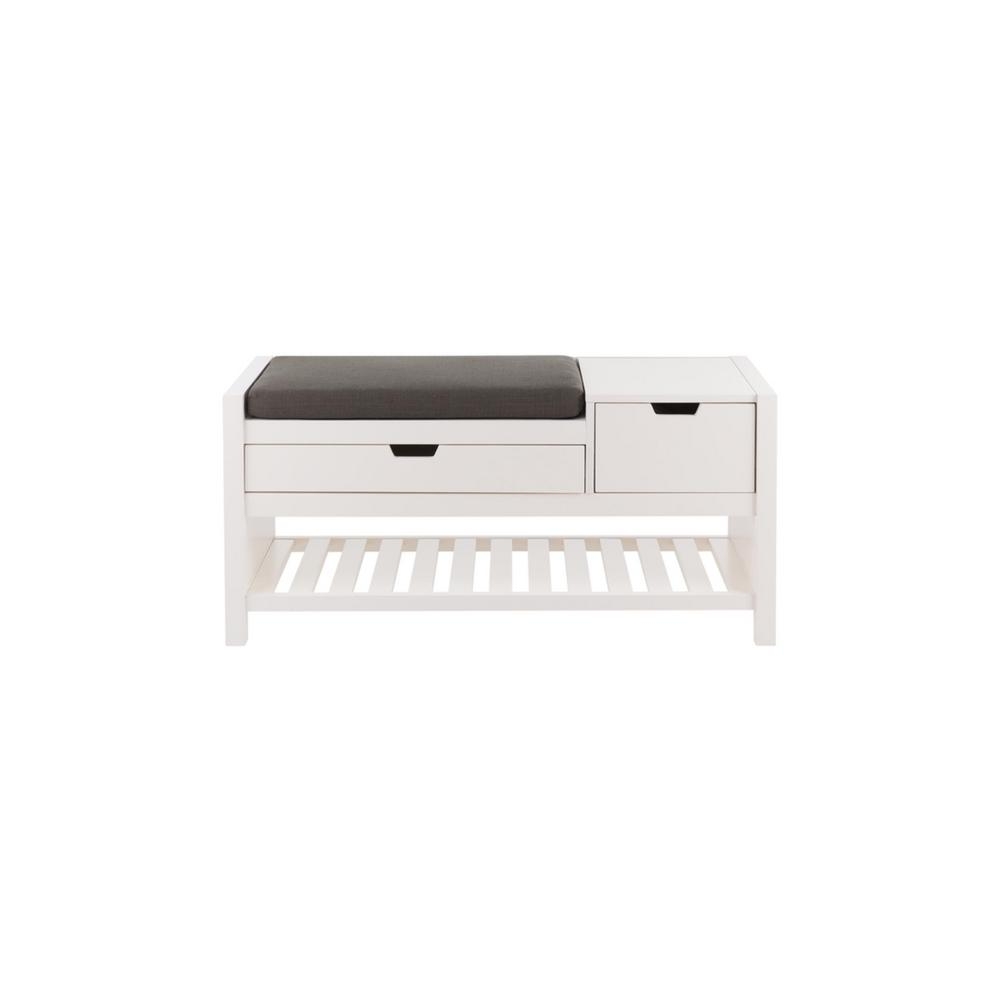 Home Decorators Collection White Wood Entryway Bench with Cushion and Concealed Storage (41.5 in. W x 19 in. H) - Image 0
