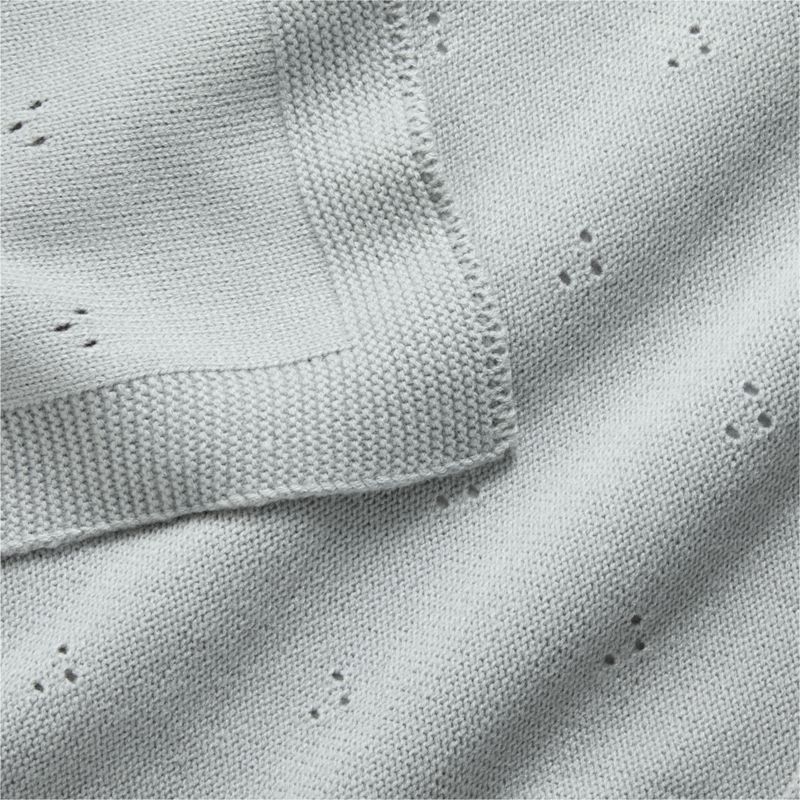 Pointelle Knit Mist Blue Baby Stroller Blanket - Image 3