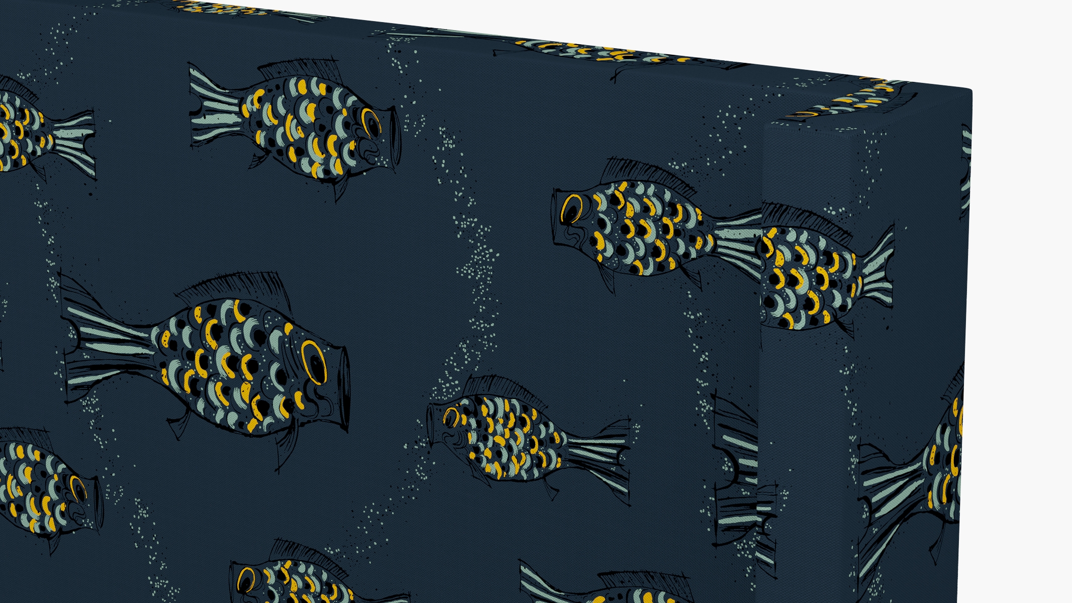 Modern Wingback Headboard, Indigo Sakana, Queen - Image 2