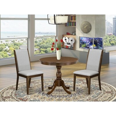 Alcott Hill® Tathana-AWA-05 3 Piece Dinette Sets - 1 Wood Dining Table And 2 Grey Parsons Chair - Acacia Walnut Finish - Image 0