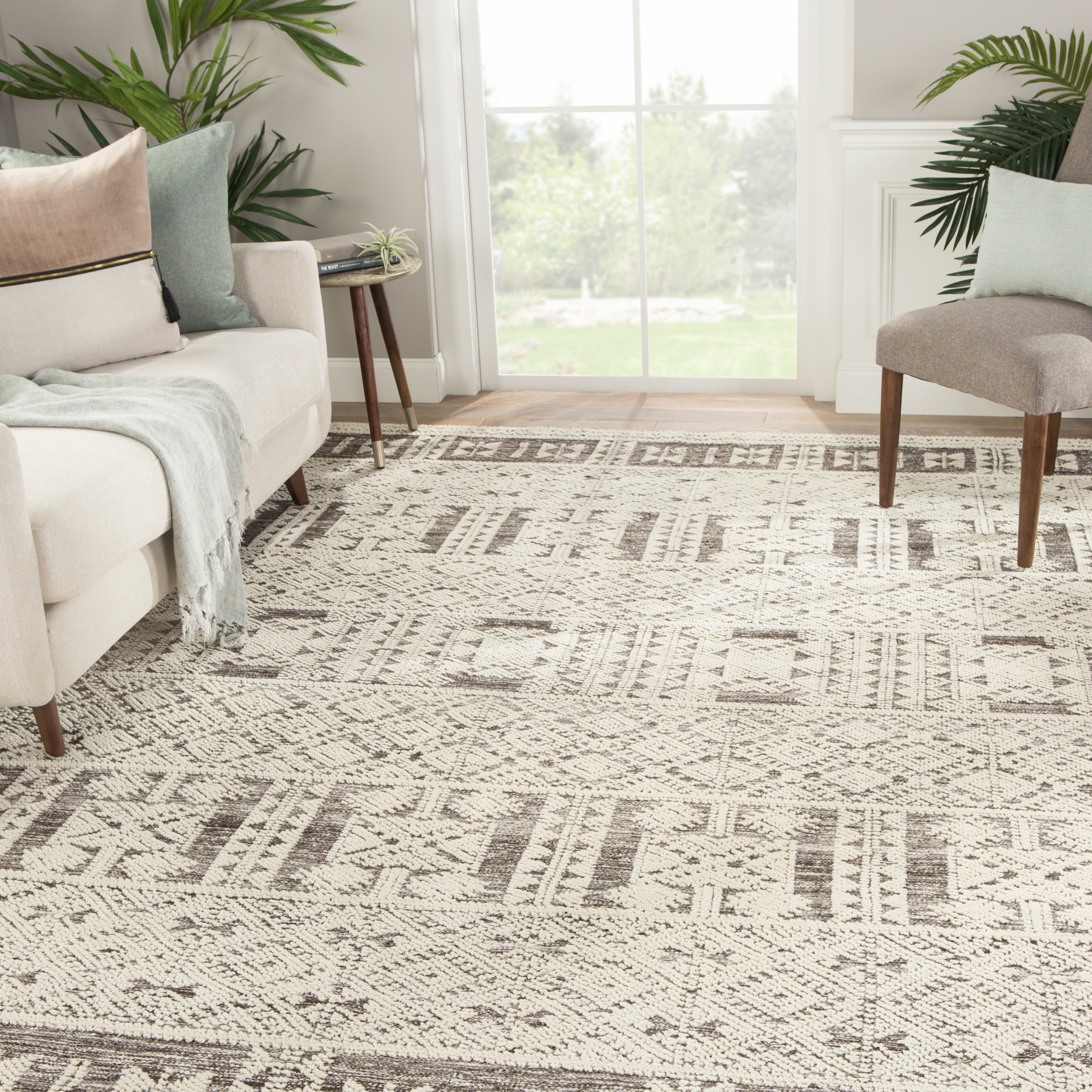 Origins Hand-Knotted Tribal Ivory/ Gray Area Rug (7'10"X10'10") - Image 4