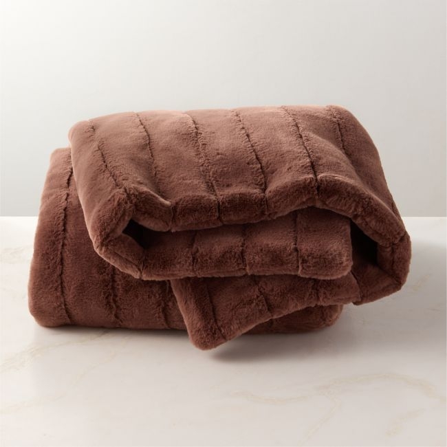 Channel Chestnut Brown Faux Fur Throw Blanket - Image 0