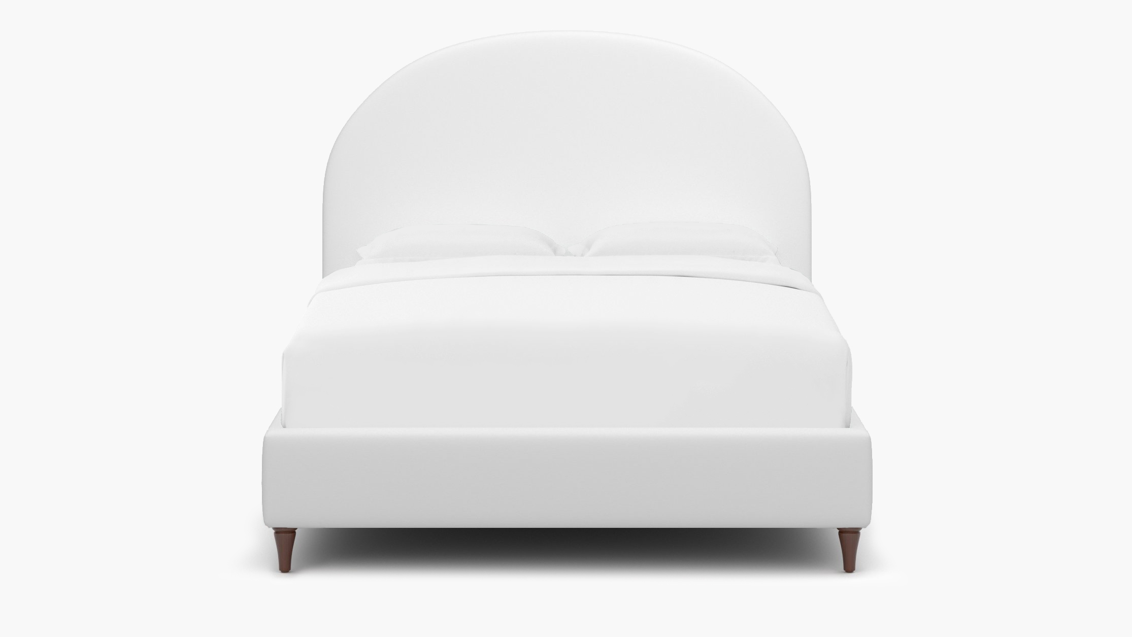 Demilune Bed, White Twill, Walnut Decorative Tapered Leg, Twin - Image 0