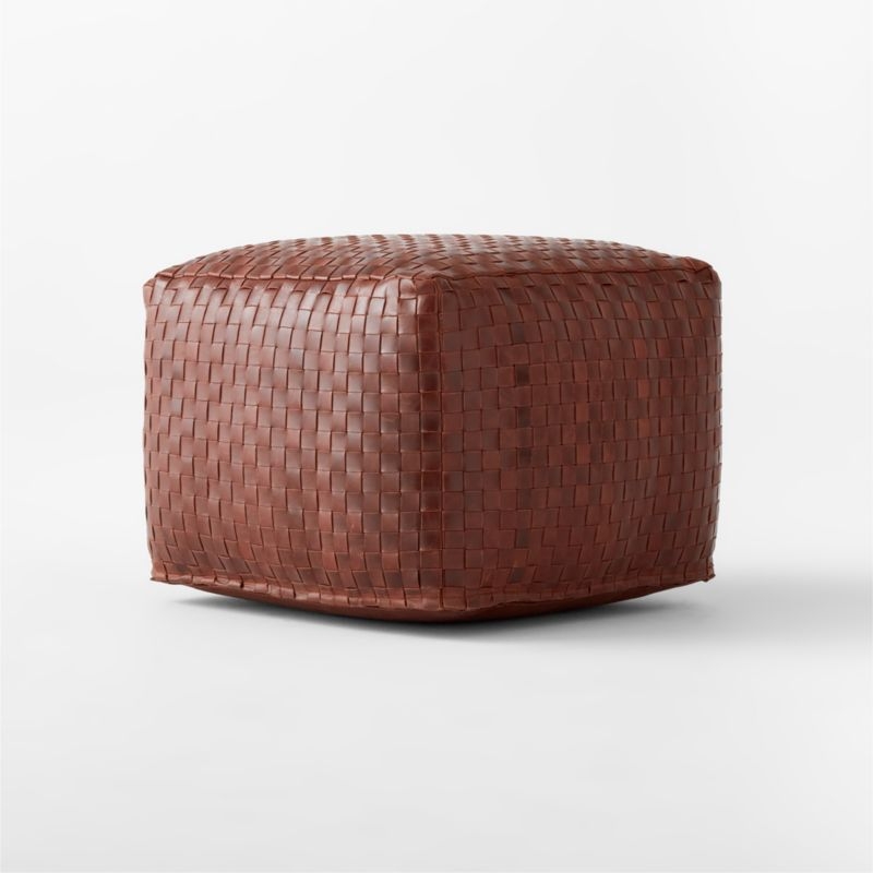 Woven Leather Pouf - Image 2