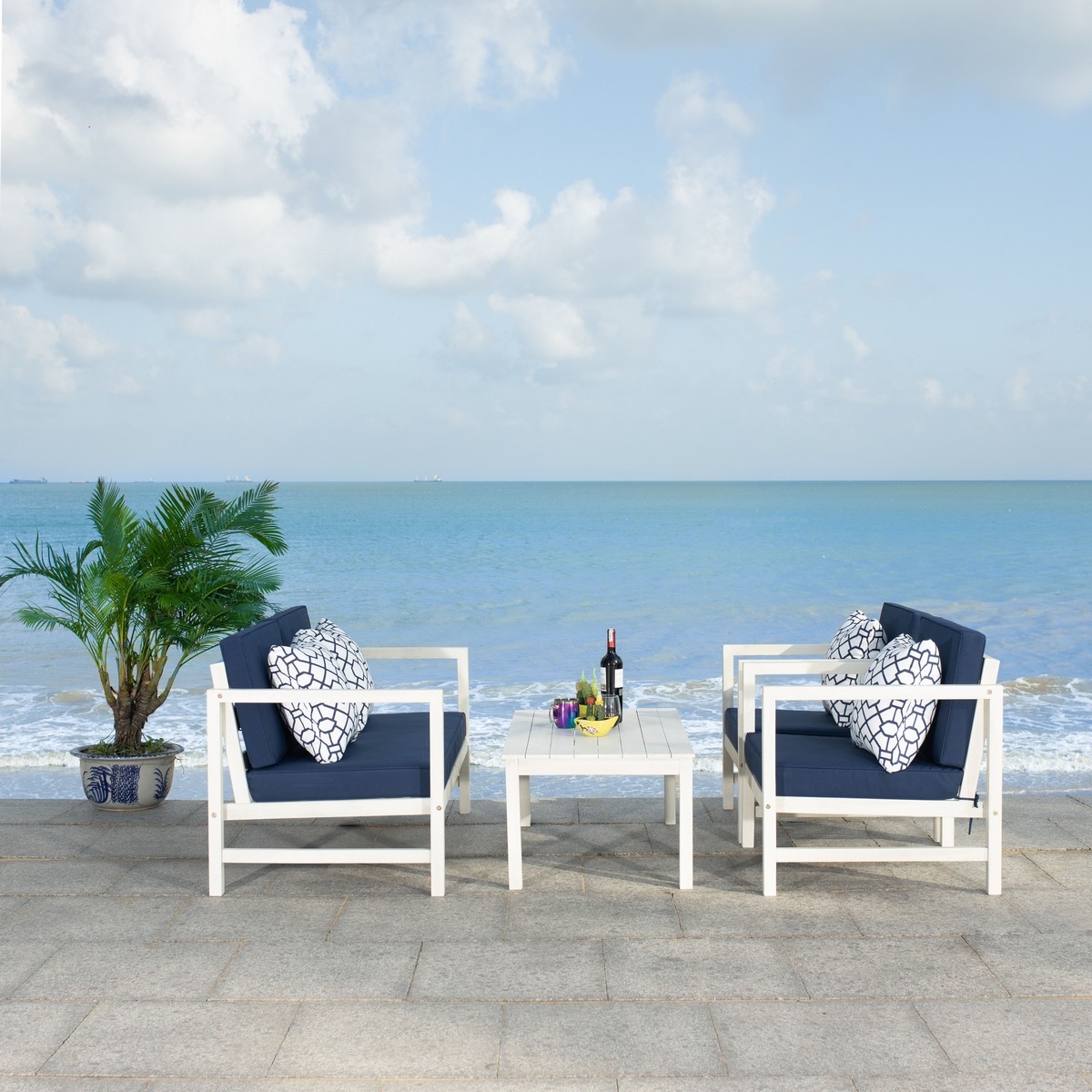 Montez 4 Piece Set - White / Navy - Safavieh - Image 8