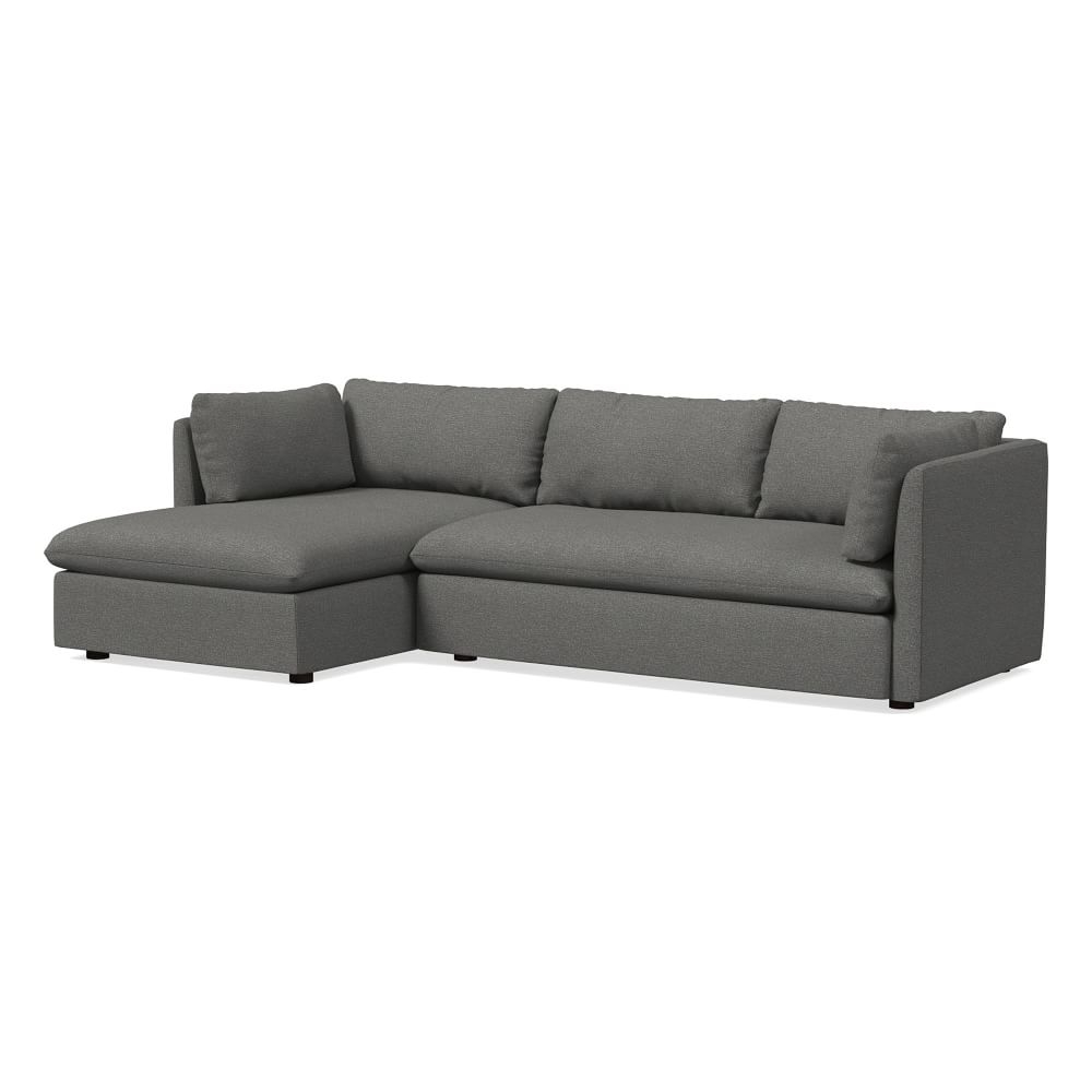 Shelter Sectional Set 05: Right Arm Sofa, Left Arm Chaise, Poly, Chenille Tweed, Pewter, - Image 0