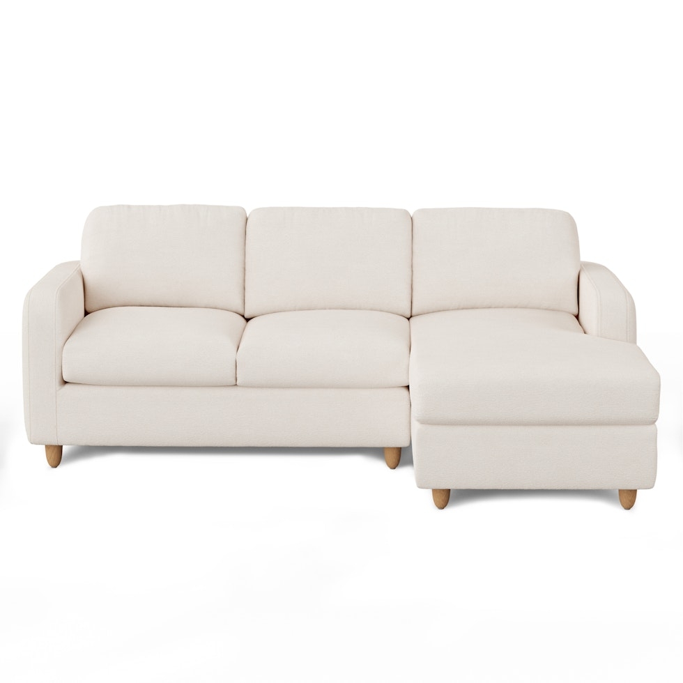 Vati 90.5" Right Storage Sectional - Natural Oak and Ivory Wool Bouclé - Image 0