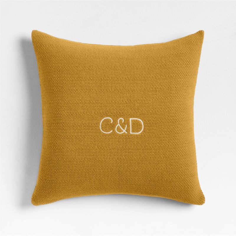Organic Cotton Basketweave 20x20 Moroccan Ocher Throw Pillow with Down-Alternative Insert - Image 1