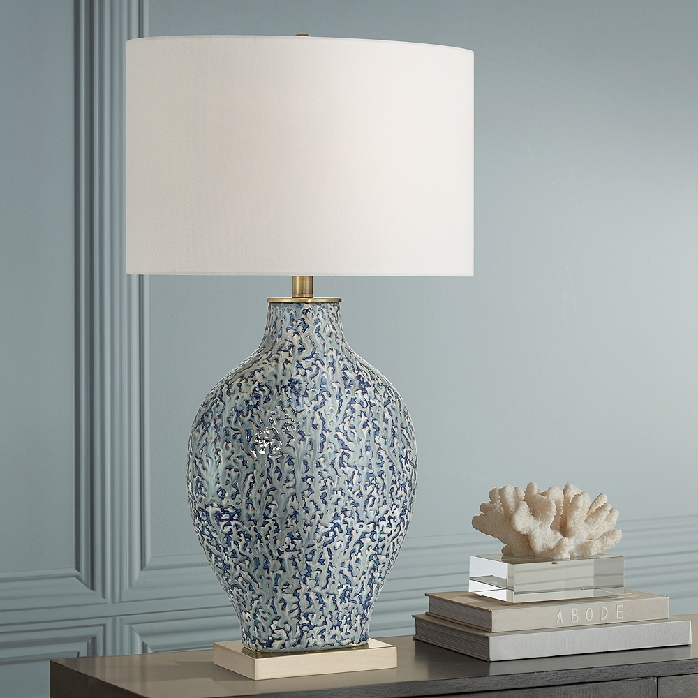 Possini Euro 29 1/2" High Victoria White and Blue Ceramic Table Lamp - Image 0