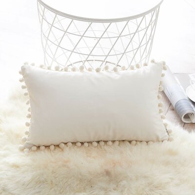 Ekstrom Pom Pom Velvet Lumbar Pillow Cover - Image 0