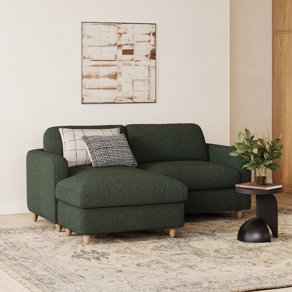 Vati 80" Left Storage Sectional - Natural Oak and Green Wool Bouclé - Image 2