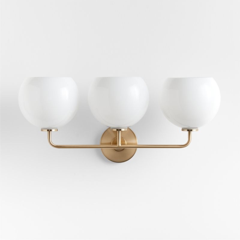 Arren Brass 3-Light Wall Sconce with Milk Round Shades - Image 5