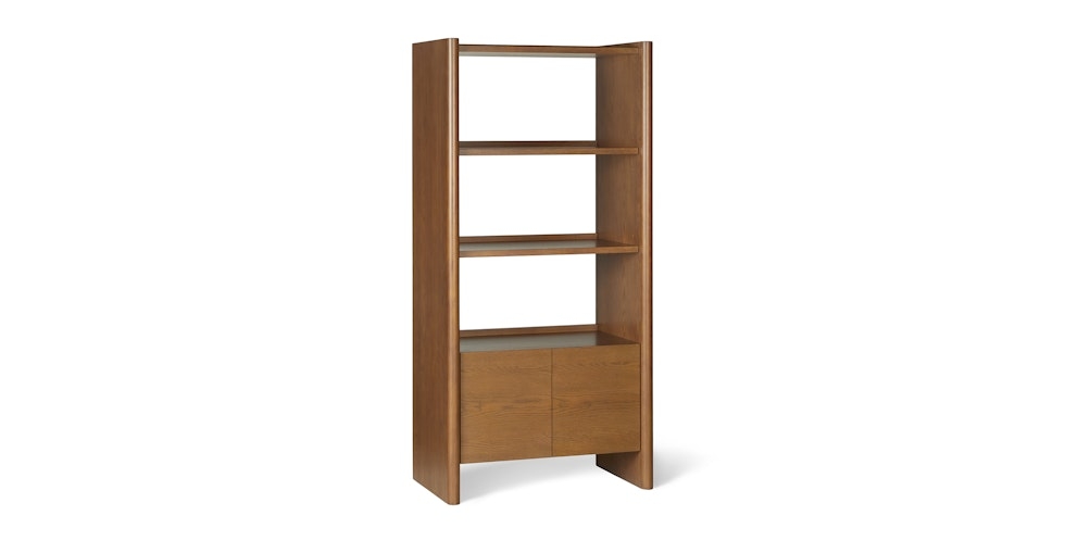 Torme 34" Bookcase with Storage, Tall - Smoked Oak - Image 1