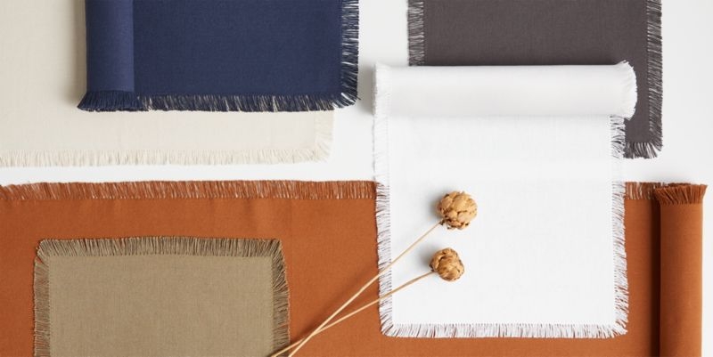 Craft Fringed Grey Cotton Table Runner 90" - Image 1