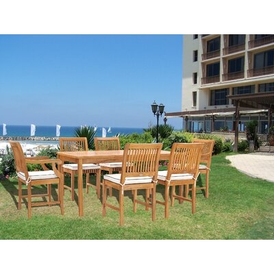 7 Piece Teak Wood Bermuda 71" Rectangular Large Bistro Dining Set Including 2 Arm Chairs & 4 Side Chairs - Image 0