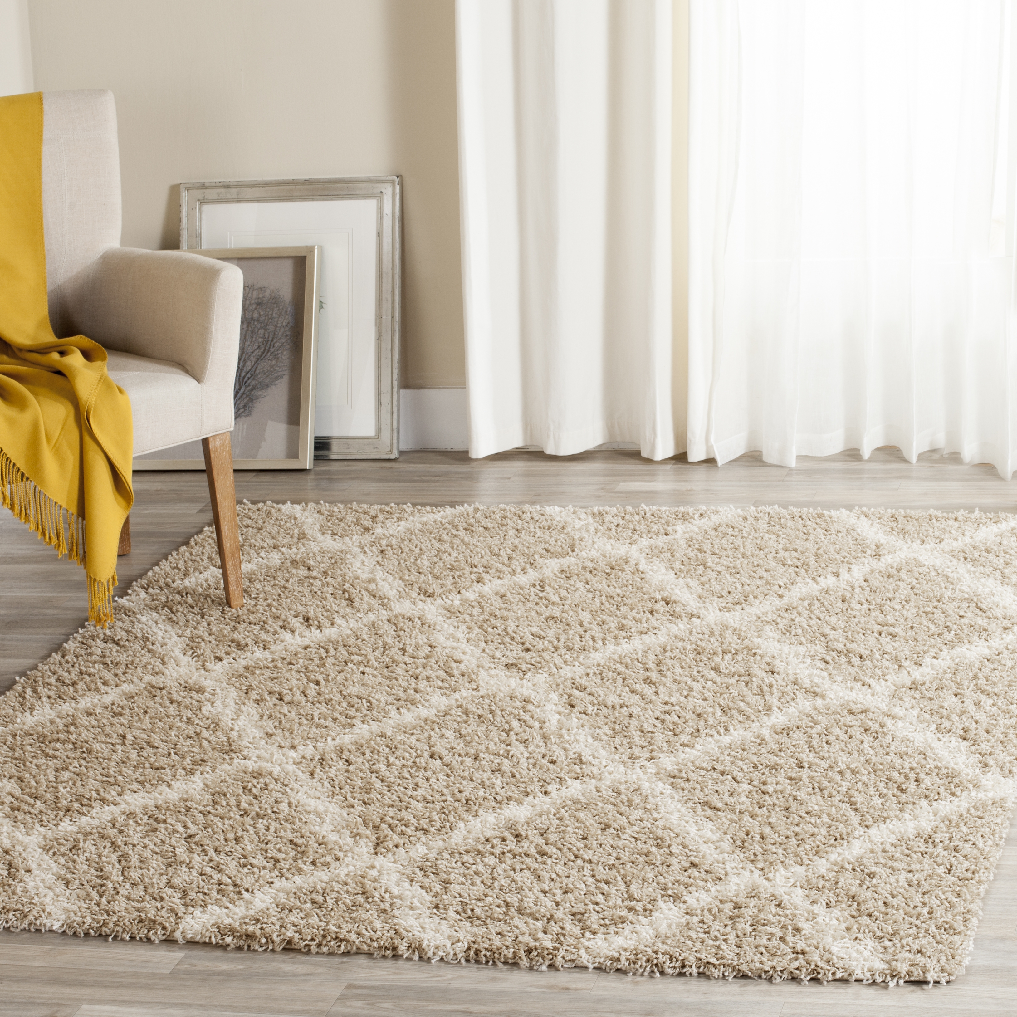 Arlo Home Woven Area Rug, SGD257D, Beige/Ivory,  6' X 6' Square - Image 1