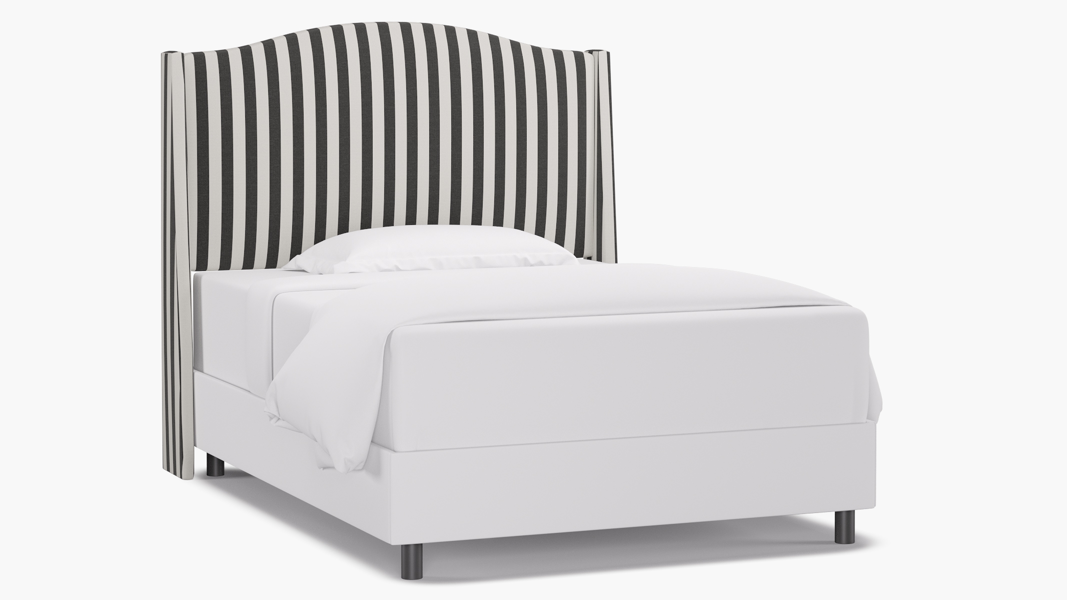 Classic Wingback Headboard, Ink Cabana Stripe, Full - Image 0