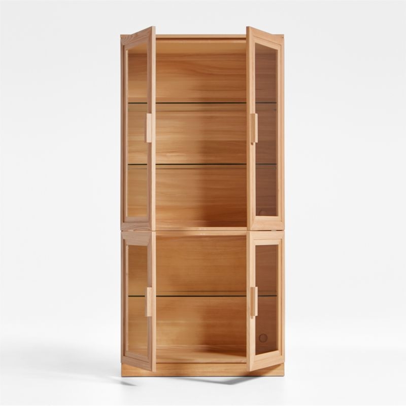Calypso 36" Natural Wood Storage Cabinet with Glass Doors - Image 1