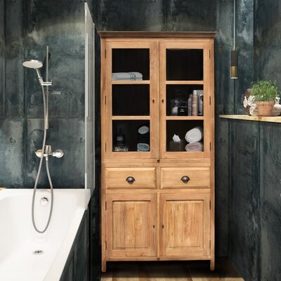 Recycled Teak Wood Sumatra Bathroom Linen Cupboard With 4 Doors And 2 Drawers - Image 0
