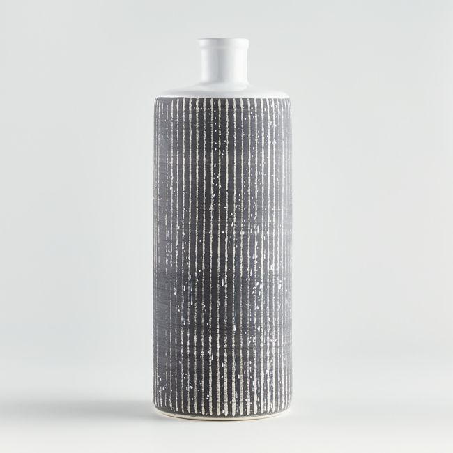 Elmslie Black-and-White Ceramic Bottle Vase - Image 0