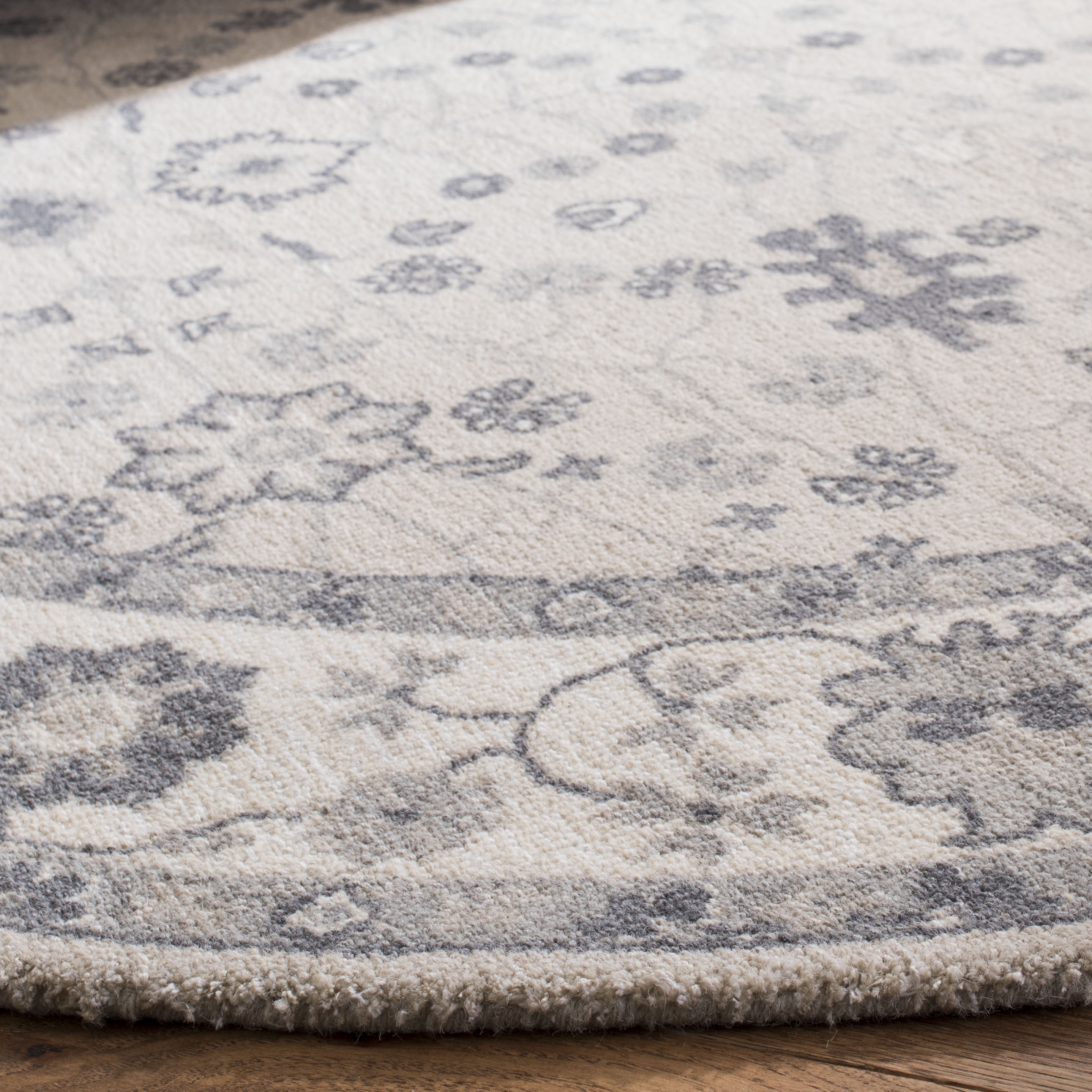 Arlo Home Hand Tufted Area Rug, RVT401G, Ivory/Silver,  6' X 6' Round - Image 2