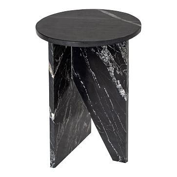Angled Base Marble Side Table- Black - Image 1