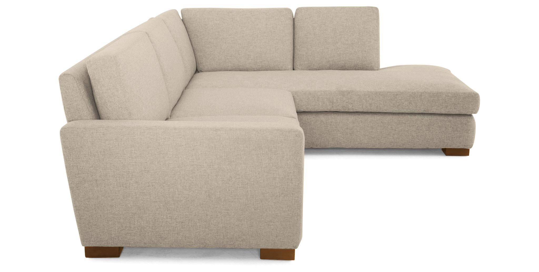 Beige/White Anton Mid Century Modern Sectional with Bumper - Cody Sandstone - Mocha - Right  - Image 2