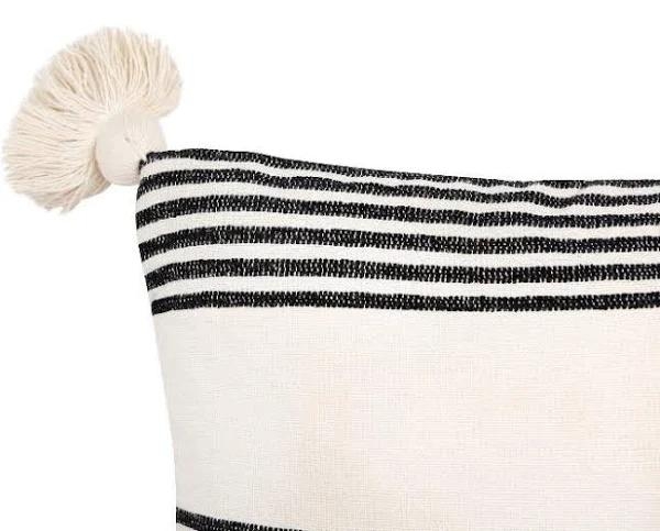 Perry Striped Pillow, Black, 20" x 20" - Image 1
