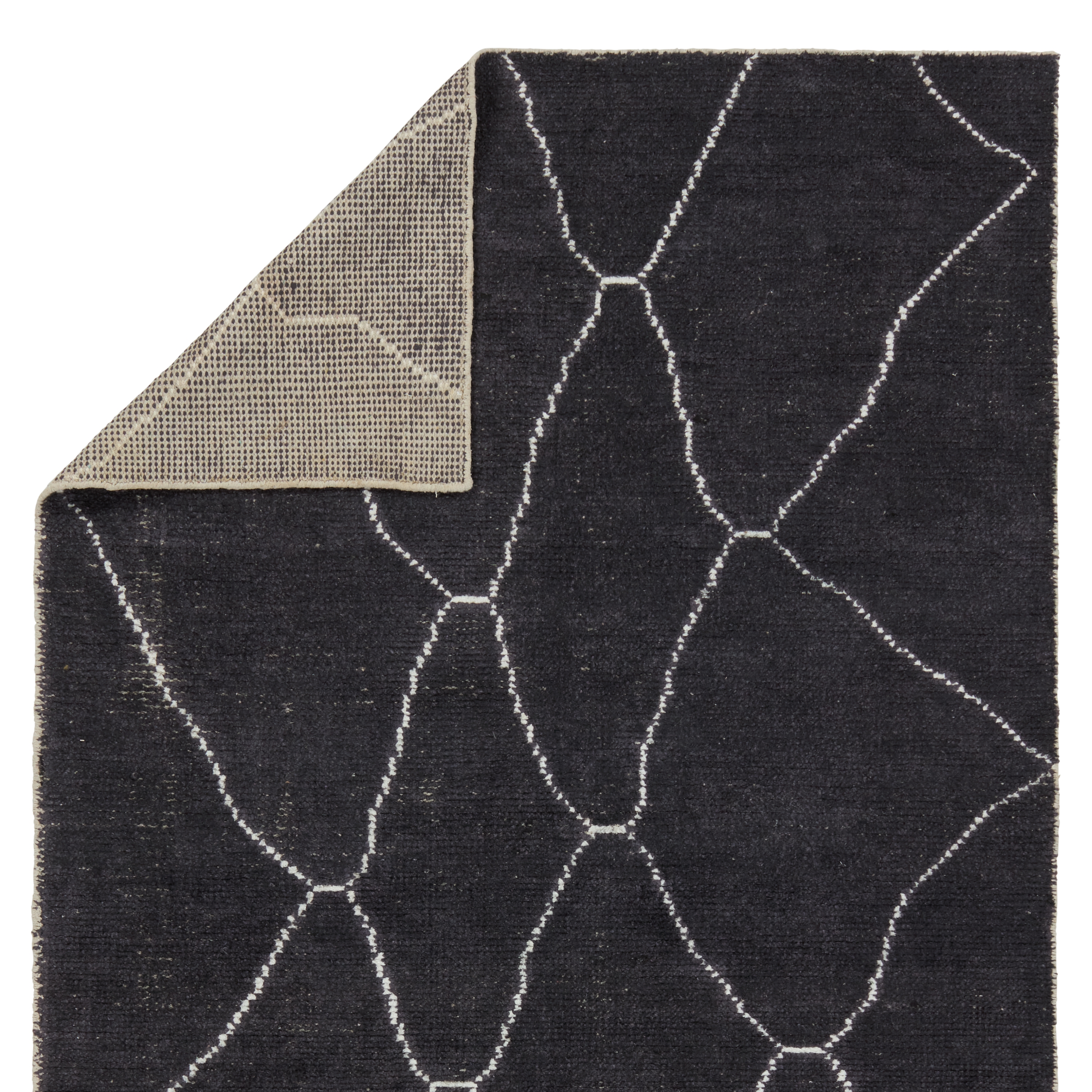 Carmine SAT05 Handmade Solid Slate and Cream Area Rug (10'x14') - Image 2