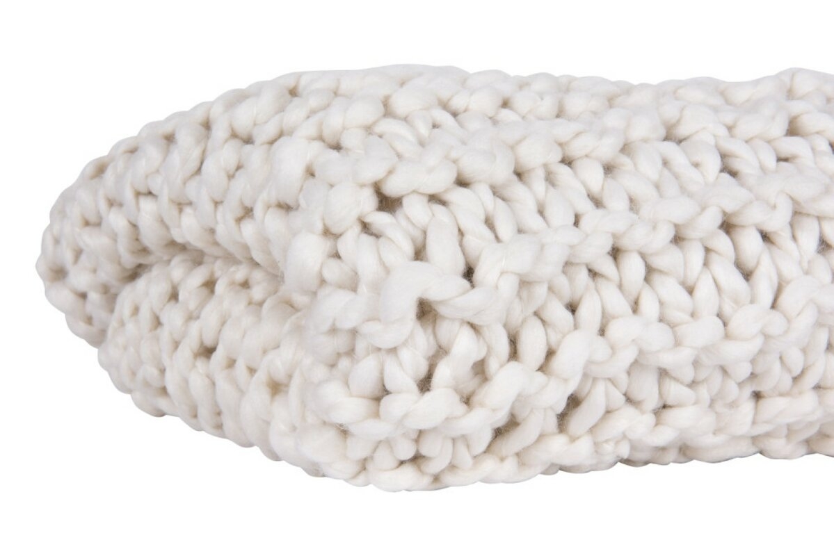 Acrylic Chunky Knit Throw, Cream - Image 1