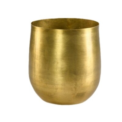 Mercer41 Raw Brass Vase, Brass Decorative Accents Use As Brass Planter For Plant, Gold Flower Vase For Wedding Or Event Centerpiece, Metallic Pot For Home, Measures 6" Tall & 5.5" Diameter - Image 0