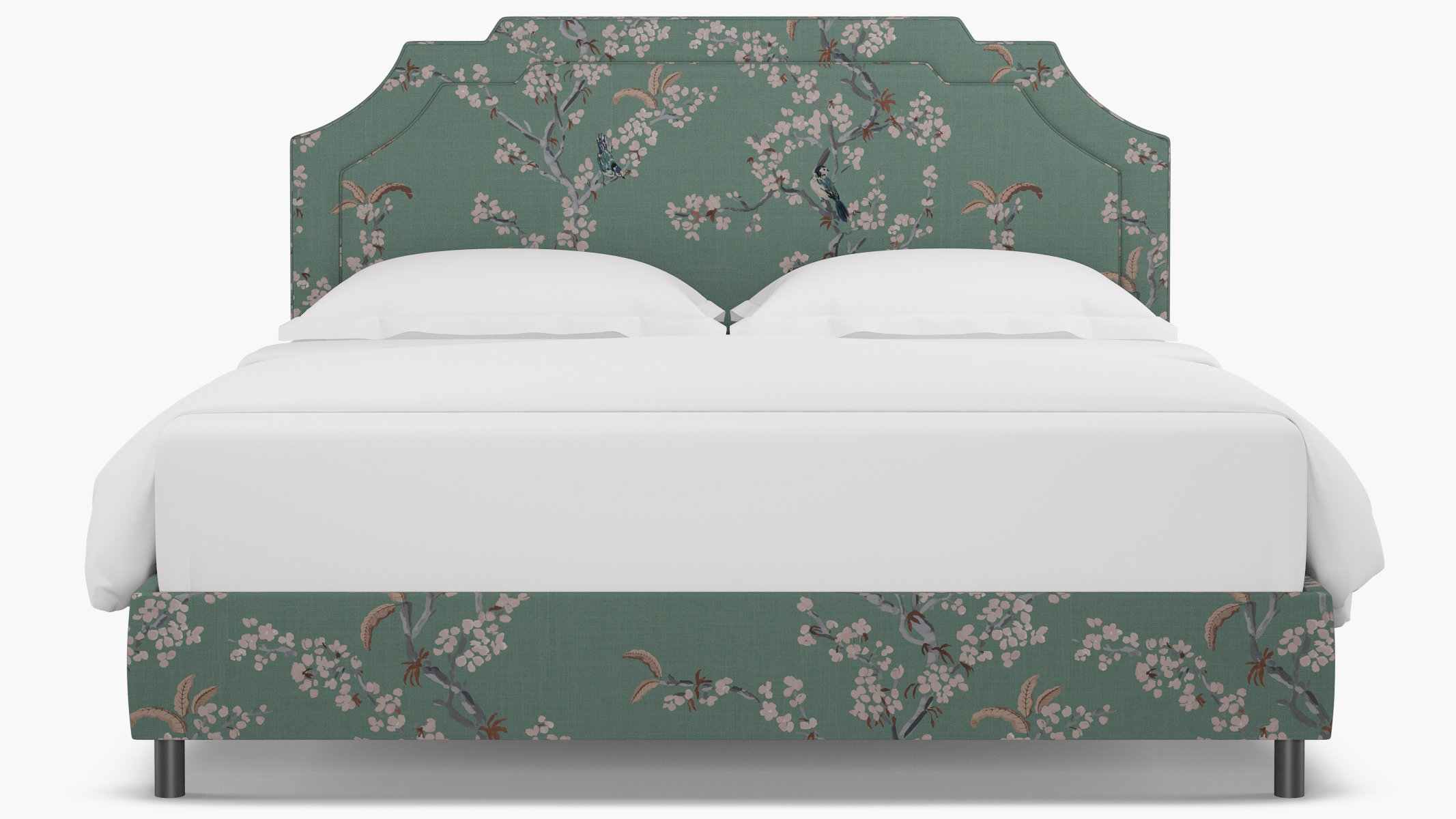 Art Deco Bed, Mint Cherry Blossom, King - Image 1