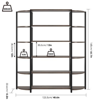 Triple Wide 6-Tier Bookshelf, Large Etagere Bookcase Multipurpose Storage Display Rack Book Shelf For Home Office - Image 0