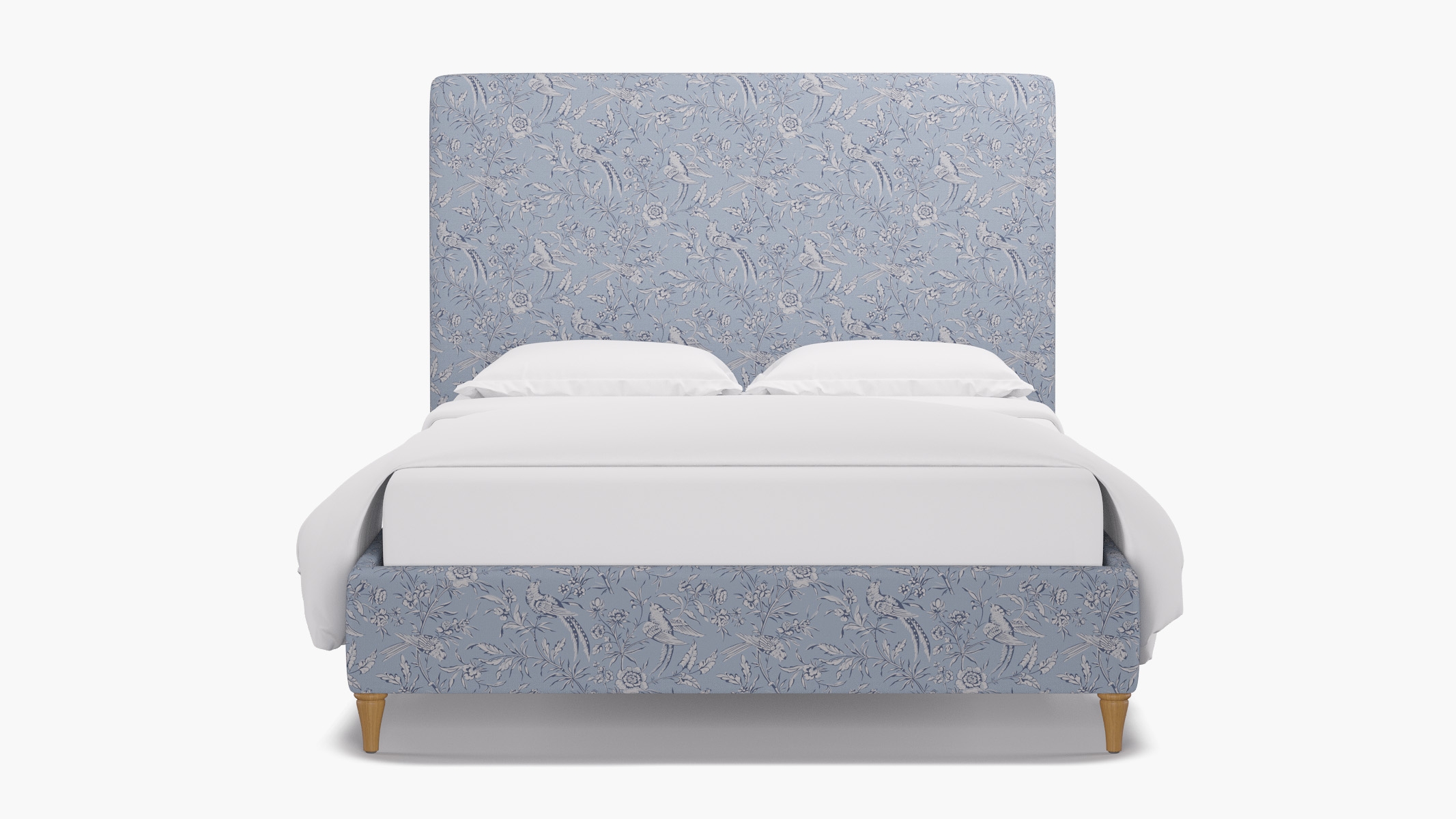 Classic Bed, Blue Aviary, Natural Decorative Tapered Leg, Twin - Image 0