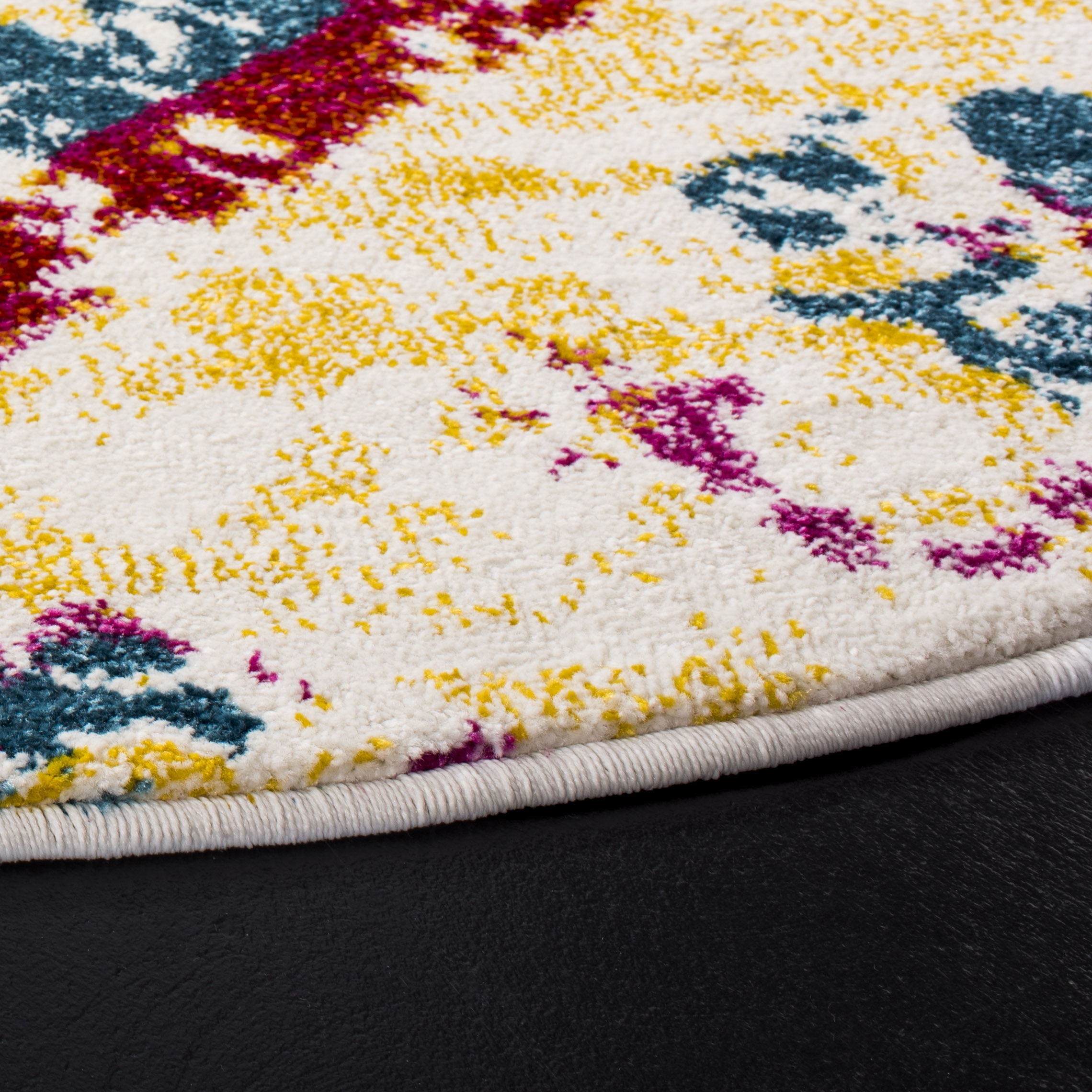 Arlo Home Woven Area Rug, WTC698G, Light Yellow/Blue,  6' 7" X 6' 7" Round - Image 2