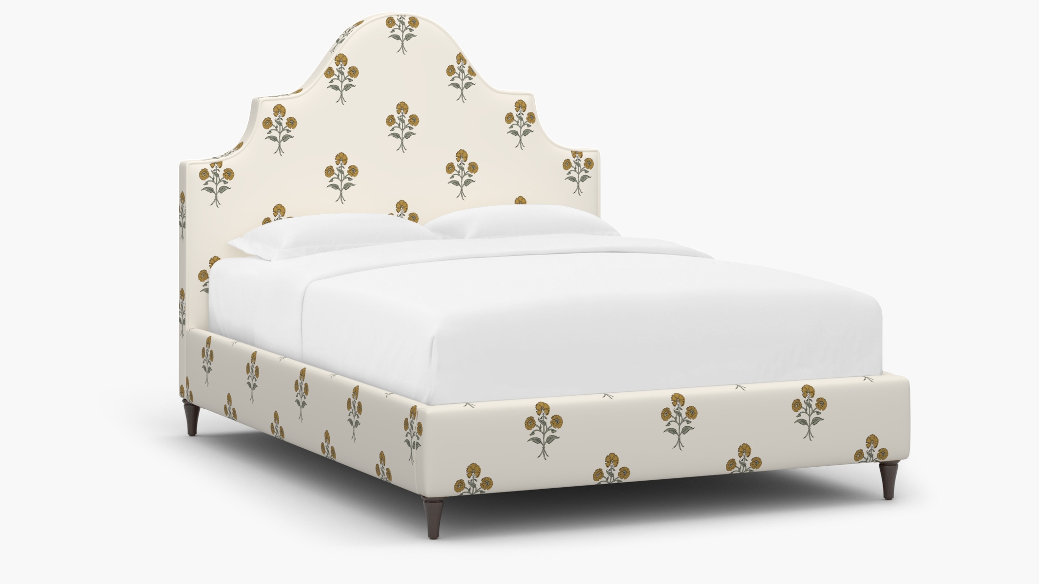 Statement Bed, Marigold Delphine, Espresso Decorative Tapered Leg, Twin - Image 1
