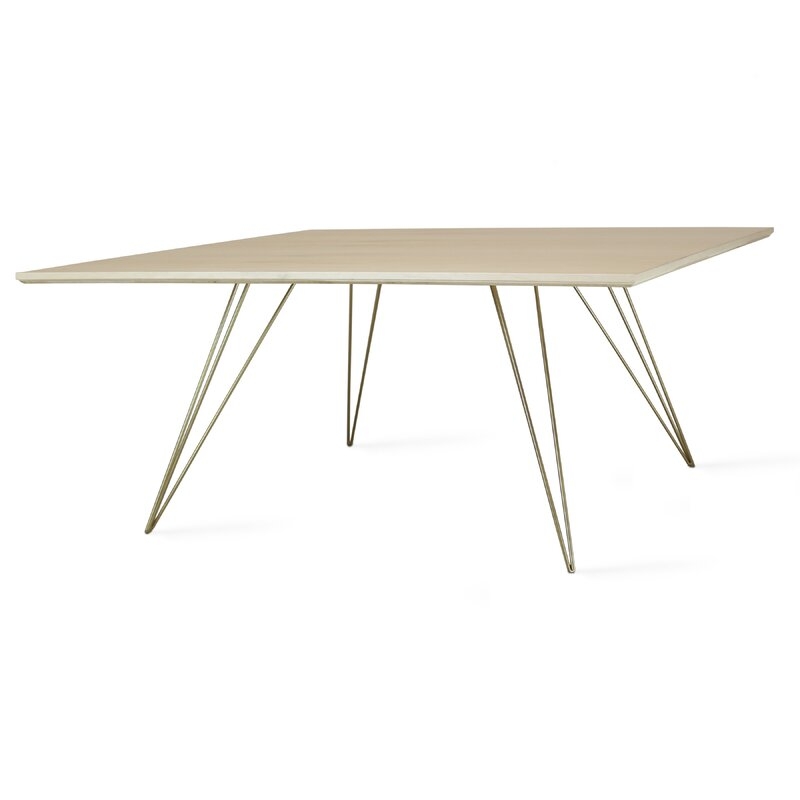 Tronk Design Williams Coffee Table Size: 18" H x 46" W x 46" D, Table Base Color: Brassy Gold, Table Top Color: Maple - Image 0
