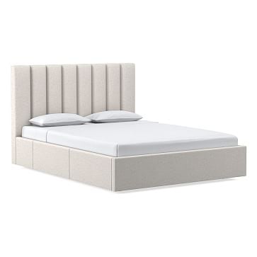 Emmett Vertical Tufting, Low Profile Bed, Queen, PCL, White, No-Show Leg - Image 0