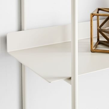 Floating Lines Shelves, Four Tier Narrow, Metal, White - Image 1