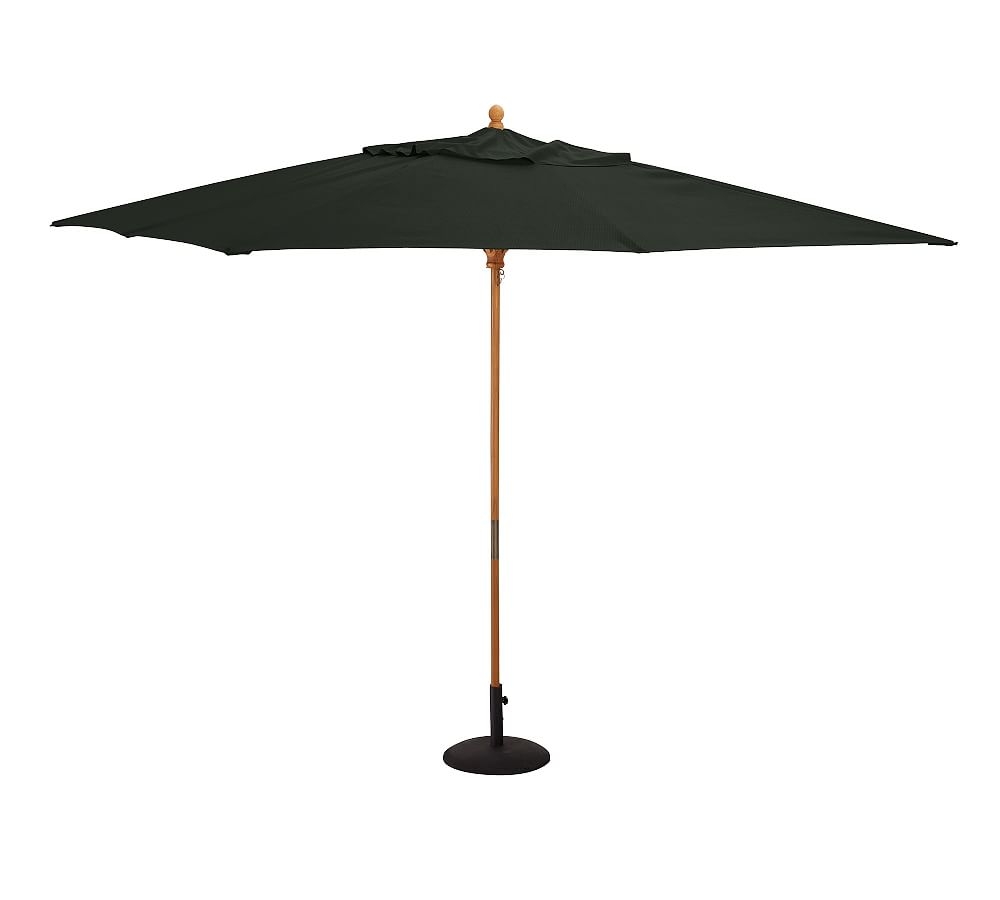 10' Rectangular Outdoor Umbrella with Teak Pole, Sunbrella(R) Black - Image 0