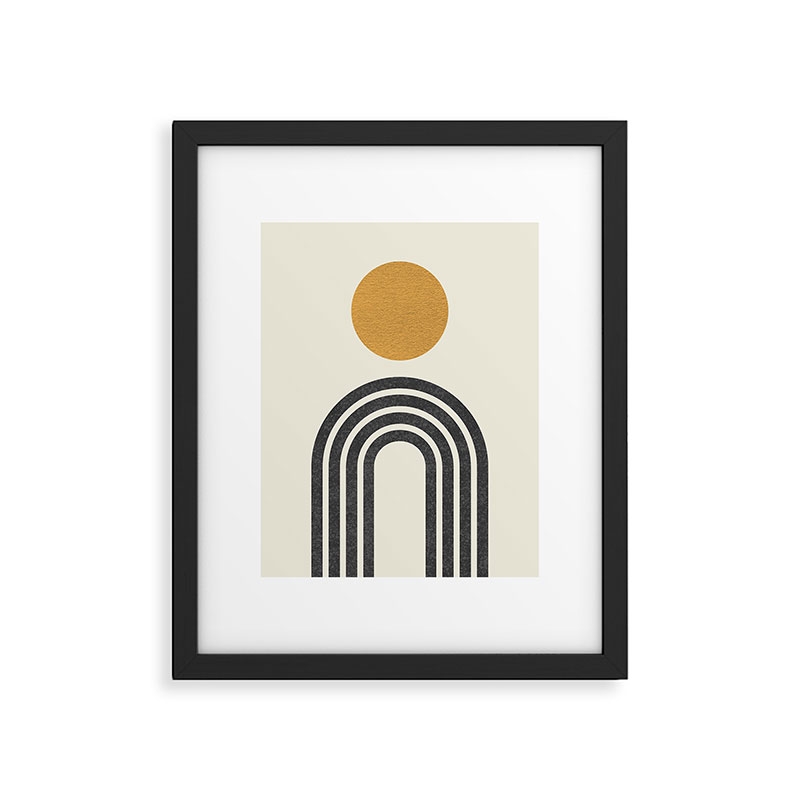 Mid Century Modern Gold Sun by MoonlightPrint - Framed Art Print Modern Black 13" x 19" - Image 0
