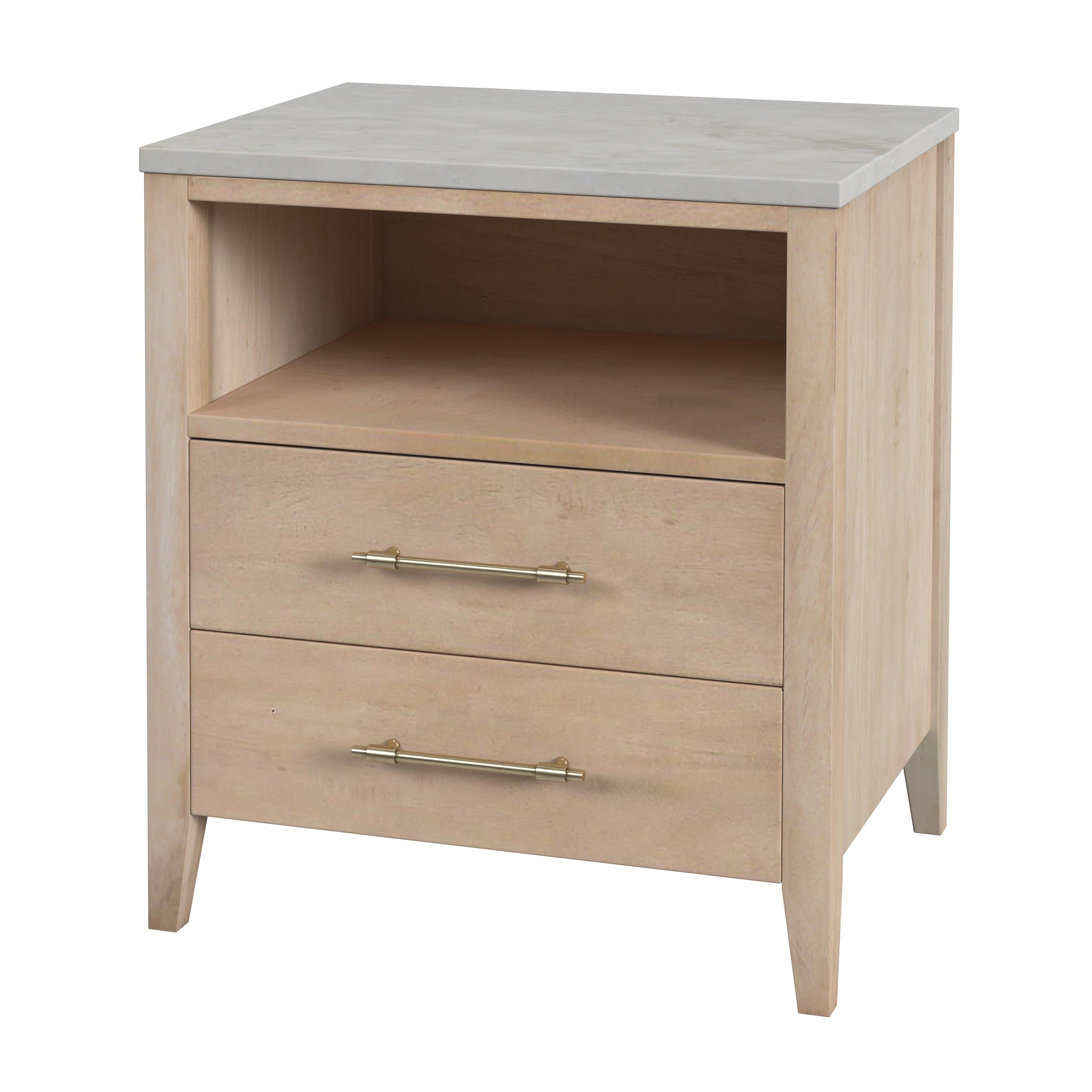 Averly White/Light Beige Marble Nightstand - Image 0