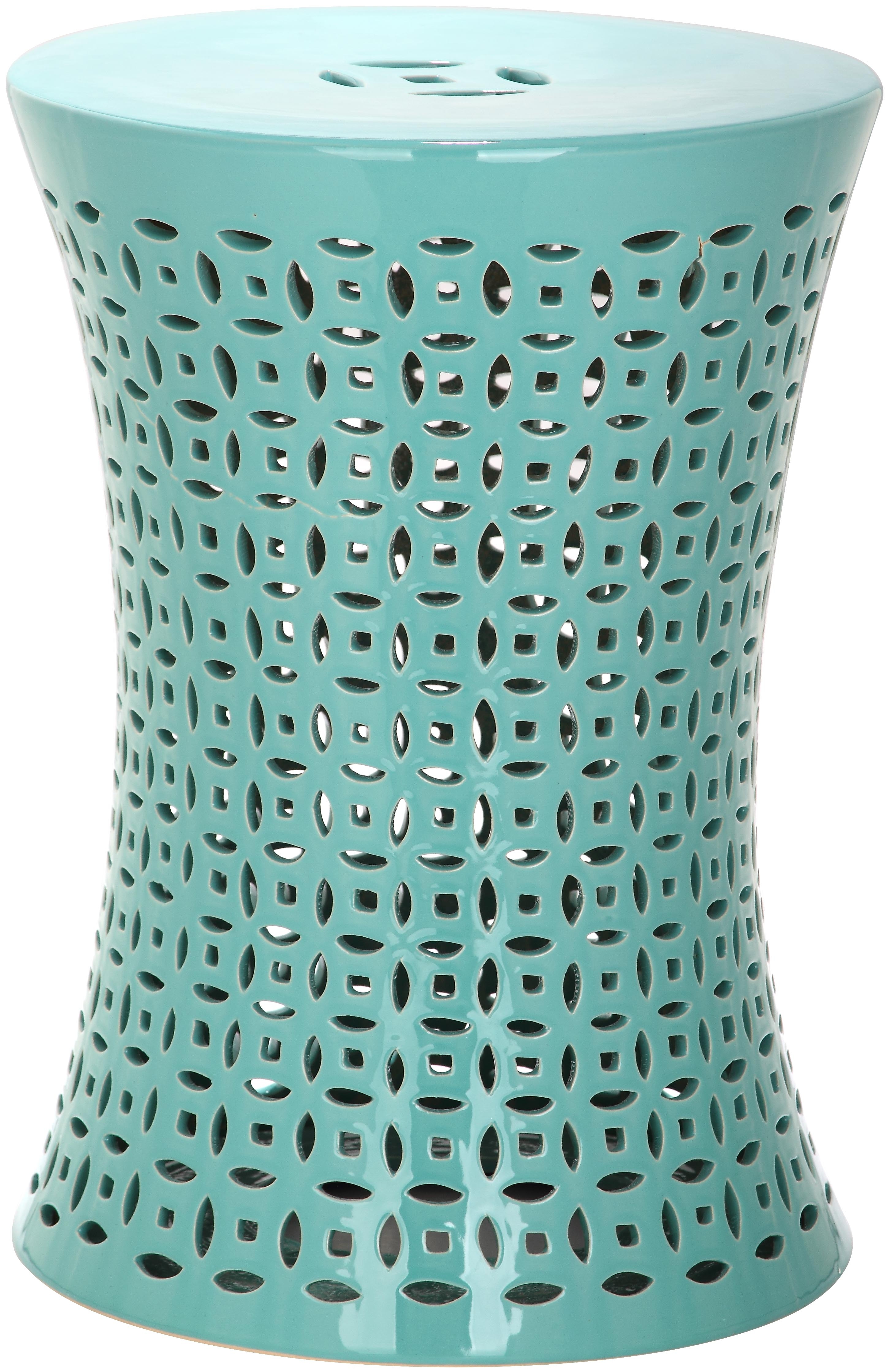 Camilla Garden Stool - Light Blue - Safavieh - Image 0
