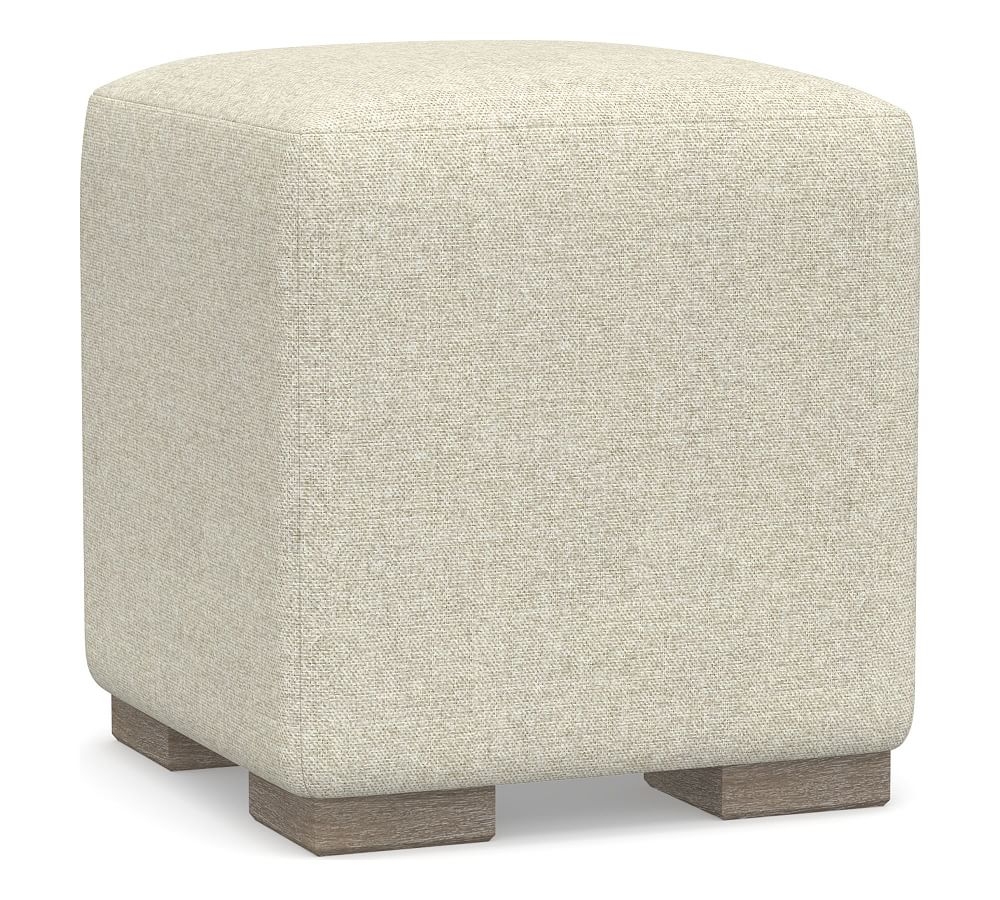 Universal Upholstered Cube, Performance Heathered Basketweave Alabaster White - Image 0